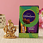 Golden Pagdi Ganesha Idol & Cadbury Combo