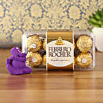 Purple Flute Ganesha Idol & Ferrero Rocher Combo