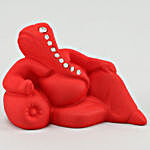 Red Resting Ganesha Idol & Cookies Combo