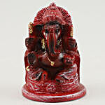 Red Ganesha Idol With Peda & Dry Fruits