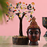 Colourful Gemstone Wish Tree & Brown Buddha Idol