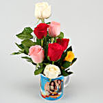 Mixed Roses Bunch In White Personalised Mug