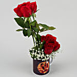 Red Roses Bunch In White Personalised Mug
