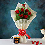Red Roses & Printed Karwa Chauth Mug