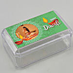 Personalised Green Diwali Box With Silver Ganesha Idol & Kitkat Combo