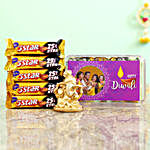 Personalised Purple Diwali Box With Golden Ganesha Idol & Cadbury 5 Star Combo