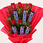 Snickers Bars & Red Roses Bouquet