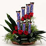 Red Roses & Snickers Arrangement
