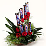 Red Roses & Snickers Arrangement