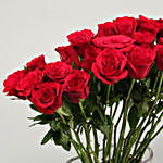 25 Red Roses in Glass Vase