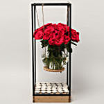 40 Red Roses in Fishbowl With Iron Stand