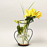 Asiatic Lilies & Anthuriums Fish Bowl Iron Stand