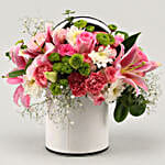 Beautiful Mixed Flowers In Round Box