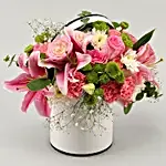 Beautiful Mixed Flowers In Round Box