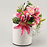 Beautiful Mixed Flowers In Round Box