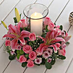 Mixed Gorgeous Flowers In Wooden Tray