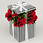 Red Roses & Green Daisies Black & White Box