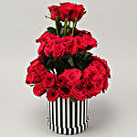 Red Roses In Round Cardboard Box