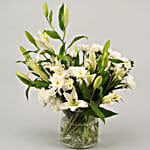 Serene Mixed Flowers Cylindrical Vase