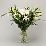 White Oriental Lilies In Vase