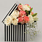 Mixed Roses & Asiatic Lilies Black & White Box