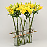 Yellow Asiatic Lilies With Cylinder Vase