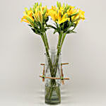 Yellow Asiatic Lilies With Cylinder Vase