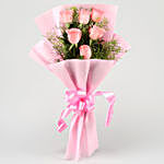 Delicate Love 6 Pink Roses Bunch