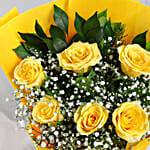 Sunshine Surprise 6 Yellow Roses Bunch