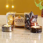 Brown Ganesha Idol & Candles With Ferrero Rocher