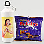 Personalised Water Bottle & Chocoliebe Eclairs