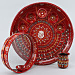 Royal Ganpati Art Red Karwa Chauth Thali Set