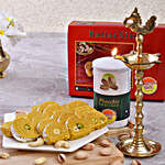 Chhappan Bhog Batisa Slice & Pistachios With Rudraksha Deep