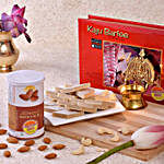 Chhappan Bhog Kaju Barfi & Almonds With Brass Diya