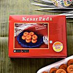 Festive Orange Pooja Thali With Kesar Peda Combo