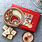 Gold & Red Pooja Thali With Mewa Bite Combo