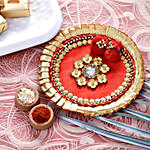 Gorgeous Red Pooja Thali With Mewa Bite Combo