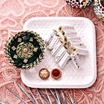 Green Pooja Thali With Pista Roll Combo