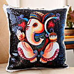 Diwali Special Lord Ganesha Sequin Cushion