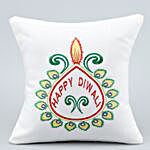 Embroidered Diya Happy Diwali Cushion