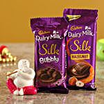 Dairy Milk Silk Hazelnut Bubbly Combo & Magenta Ganesha Idol