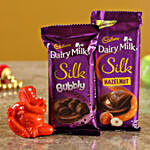 Dairy Milk Silk Hazelnut Bubbly Combo & Orange Ganesha Idol