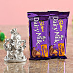 Delicious Roast Almond Chocolates & Silver Festive Ganesha Idol
