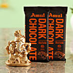 Two Amul Dark Chocolates & Beige Ganesha Idol Combo
