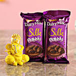 Two Dairy Milk Silk Bubbly Chocolates & Ganesha Idol Combo