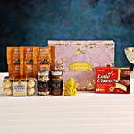 Rose Design Diwali Box Hamper- Cookies & Dry Fruits