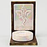 24 Carat Gold Plated Coin Free With Ganesha Tealight Holder White