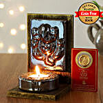 25 Carat Gold Plated Coin Free With Brown Ganesha Tealight Holder