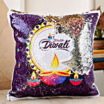 Happy Diwali Sequin Cushion