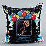 Birthday Balloons Personalised Sequin Cushion